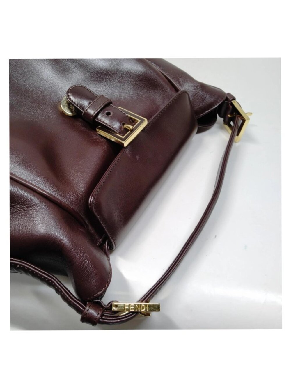 Authentic Fendi Vintage Burgundy Leather Shoulder Bag Luxury Designer Handbag - Picture 8 of 16